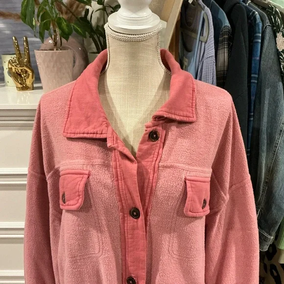 Free People | Pink Ruby Oversized Shirt Jacket size Small - Picture 5 of 15
